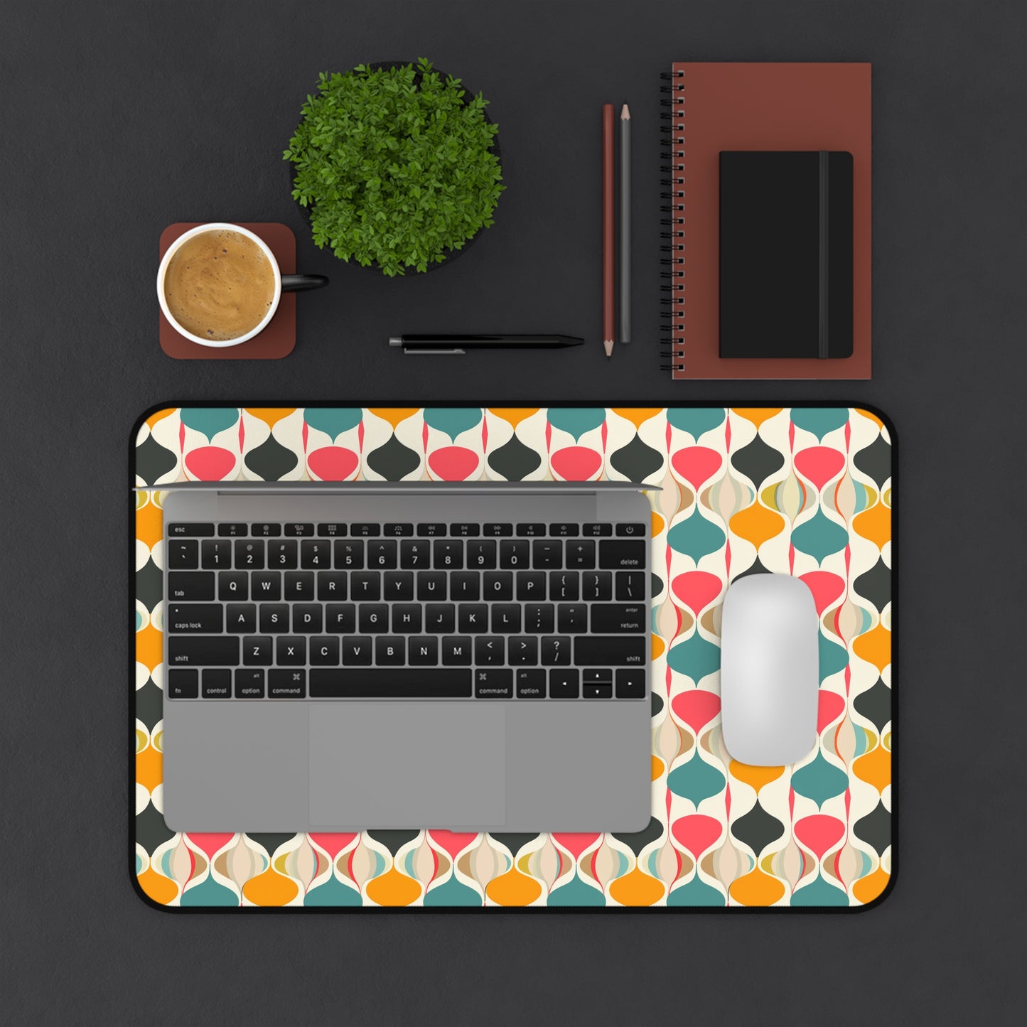 Retro Spring Vibes Mid-Century Modern Pattern in Vibrant Colors Gaming Mouse Pad  Desk Mat  - 3 Sizes