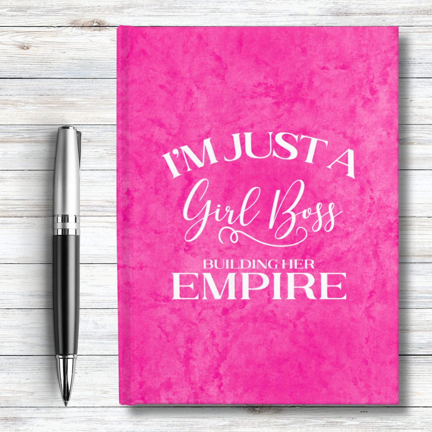 I'm Just A Girl Boss Building Her Empire Pink & White - Hardcover Ruled Line Journal 5" x 7"