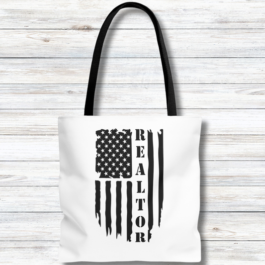 American Flag & Realtor White- Canvas Tote 3 Sizes