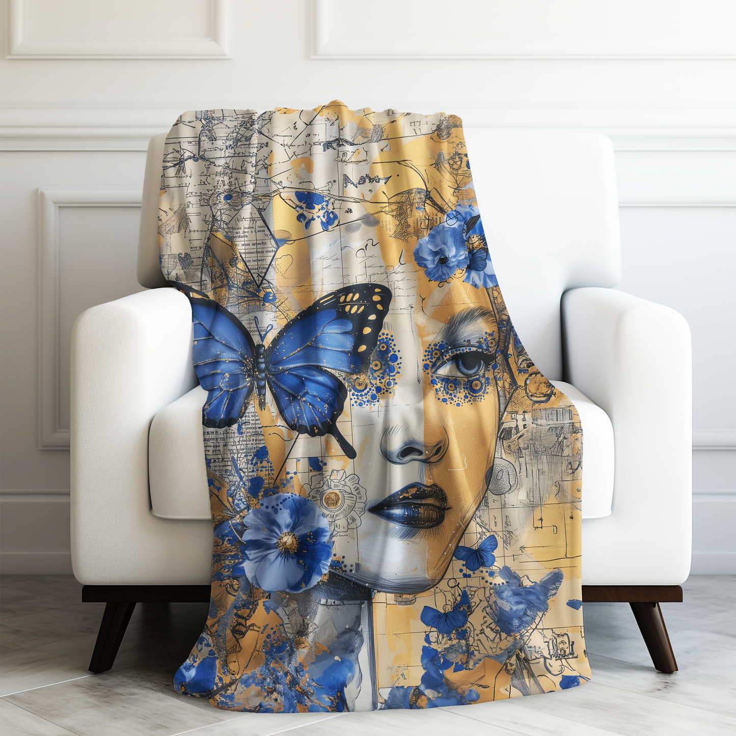 Rustic Urban Butterfly Reflection Velveteen Plush Blanket 3 Sizes