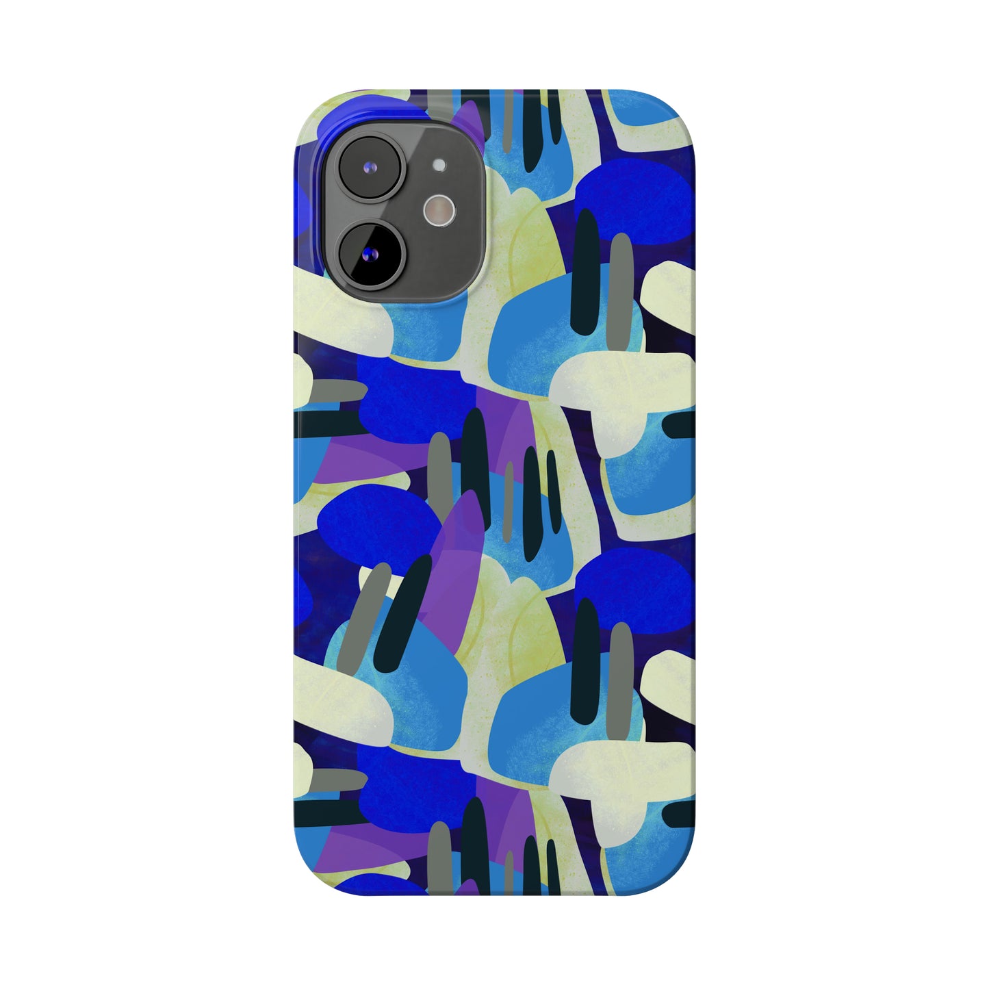 Blue, Purple and Green Abstract Design Iphone 15-12 Slim Phone Case