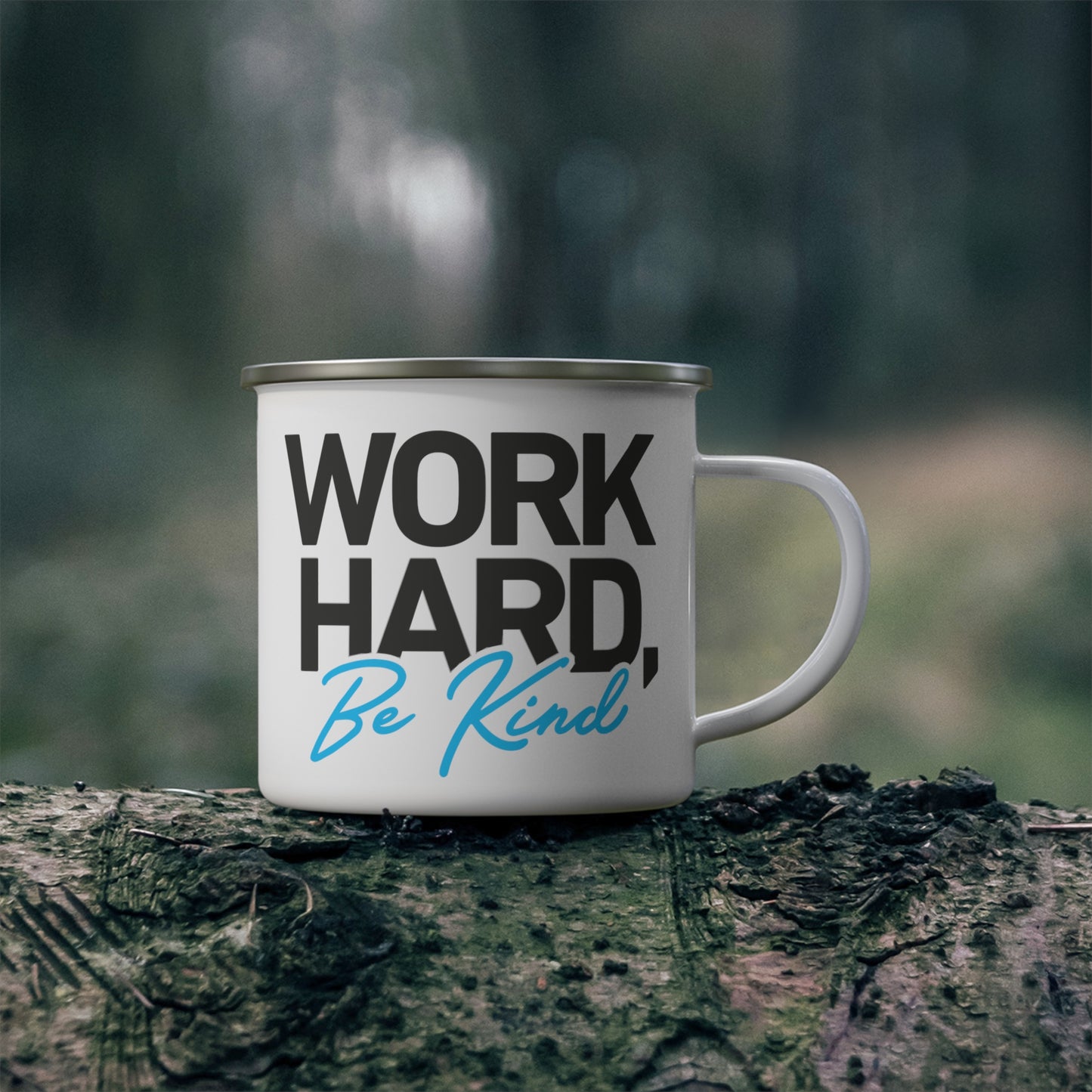 Work Hard Be Kind - 12oz Enamel Camping Mug