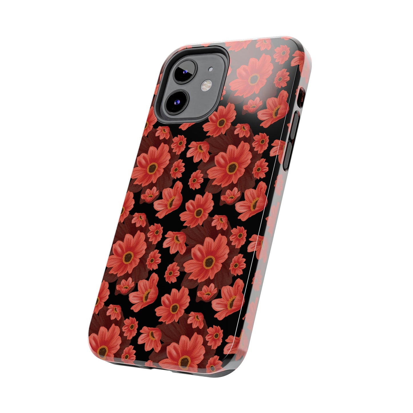 Large Red Flower Design Iphone Tough Phone Case