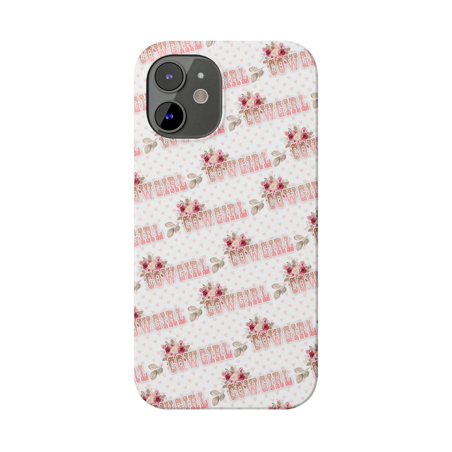 Pink Cowgirl and Flowers Iphone 15-12 Slim Phone Case