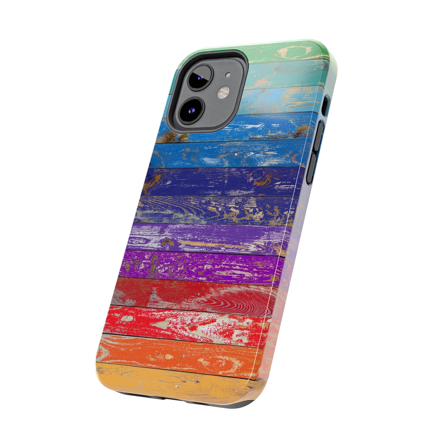 Rainbow Wood Planks Iphone Tough Phone Case