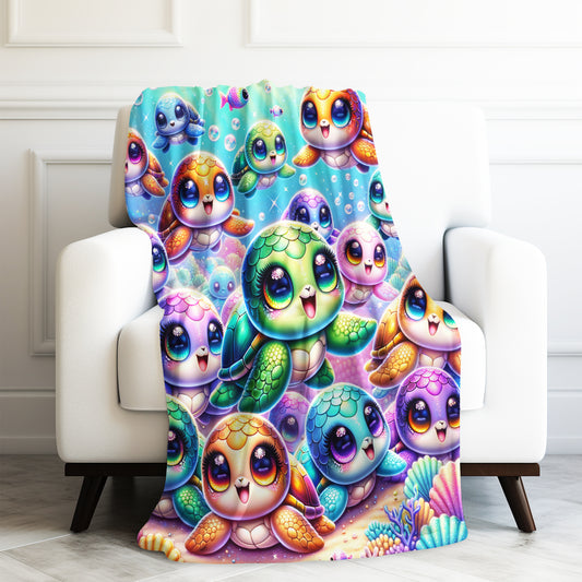 Cute Baby Sea Turtles Velveteen Plush Blanket 3 Sizes