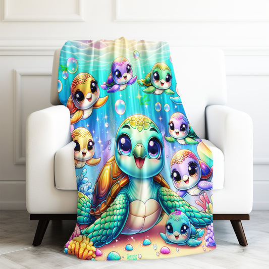 Cute Baby Sea Turtles Velveteen Plush Blanket 3 Sizes