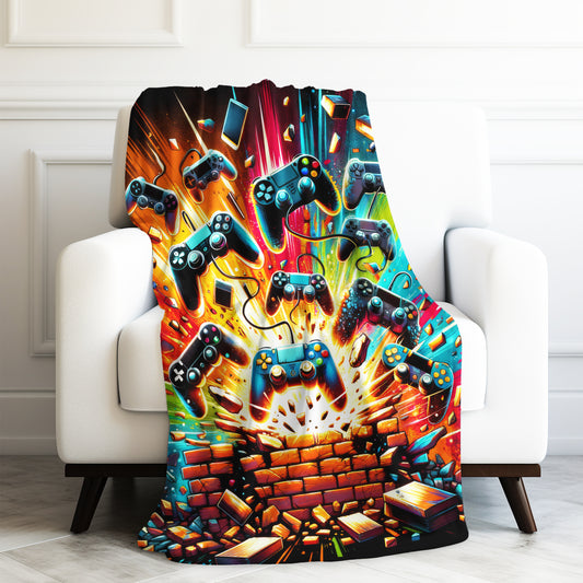 Gaming System Controls Gamer Velveteen Plush Blanket 3 Sizes