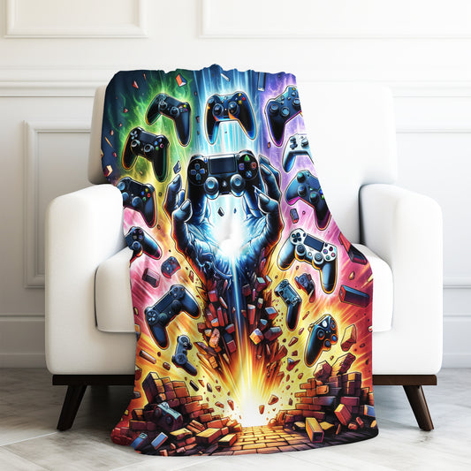 Gaming System Controls Gamer Velveteen Plush Blanket 3 Sizes