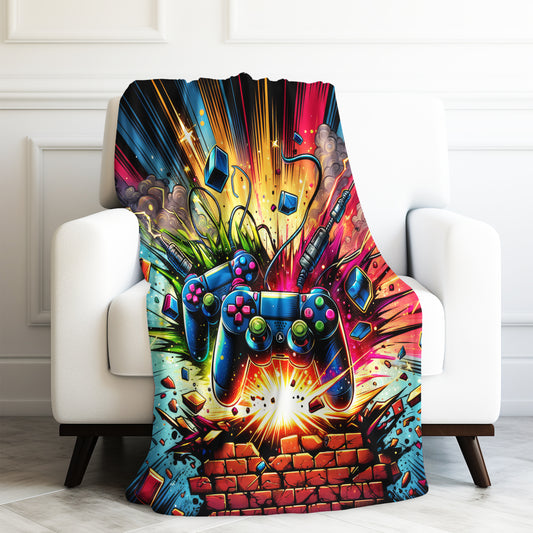 Gaming System Controls Gamer Velveteen Plush Blanket 3 Sizes