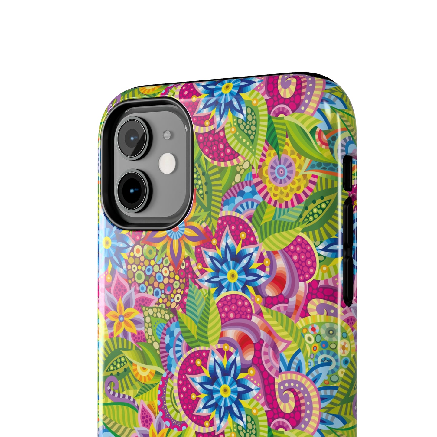 Vibrant Array of Abstract Flowers and Paisley in Rainbow Hues Iphone Tough Phone Case