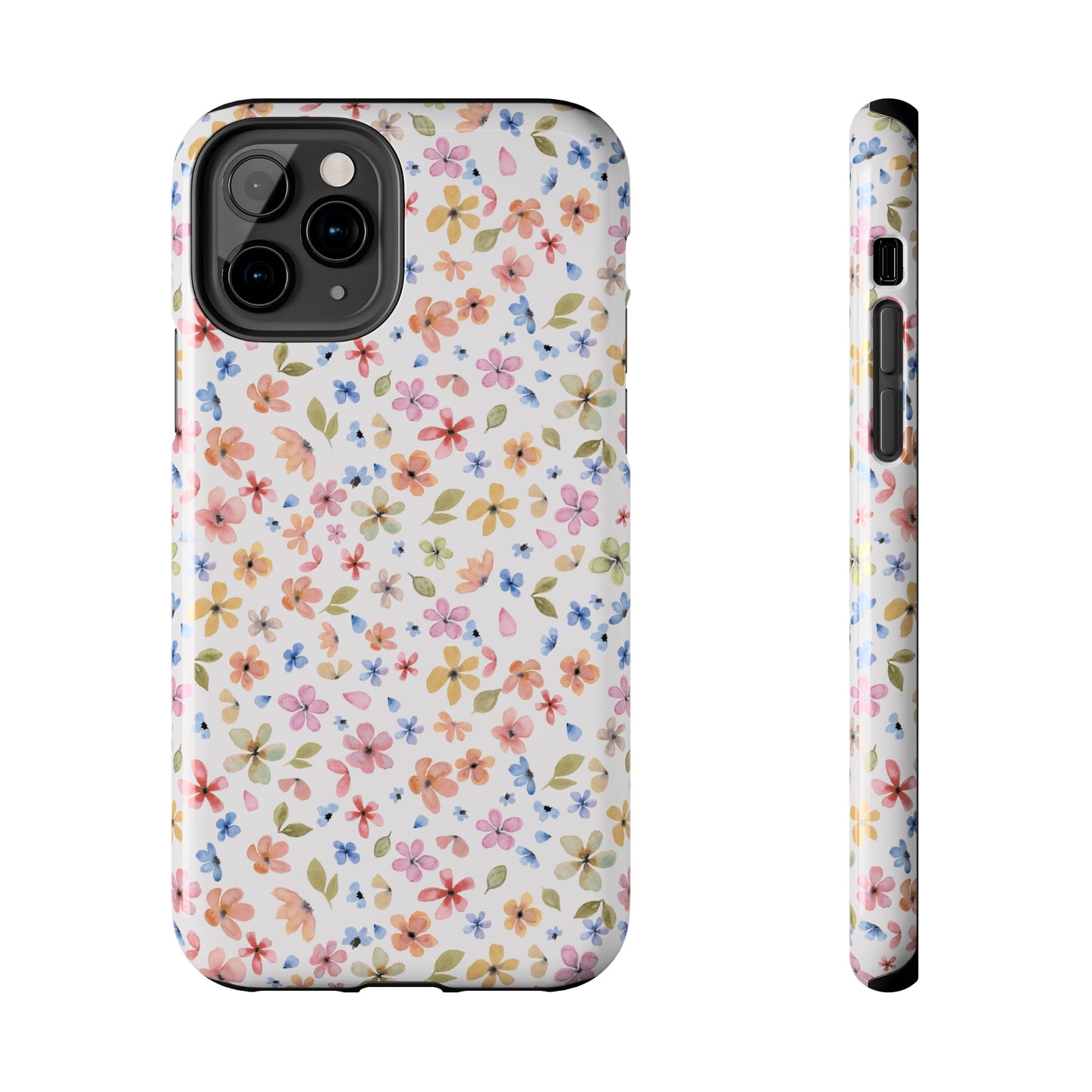 Tiny Pink, Yellow and Blue Flowers Iphone Tough Phone Case