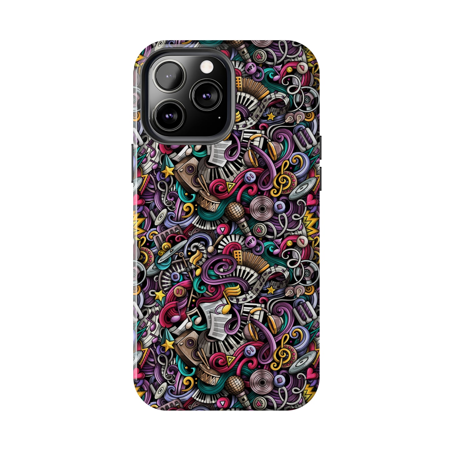 Musical Notes, Sheet Music, Swirls Cartoon Design Iphone Tough Phone Case