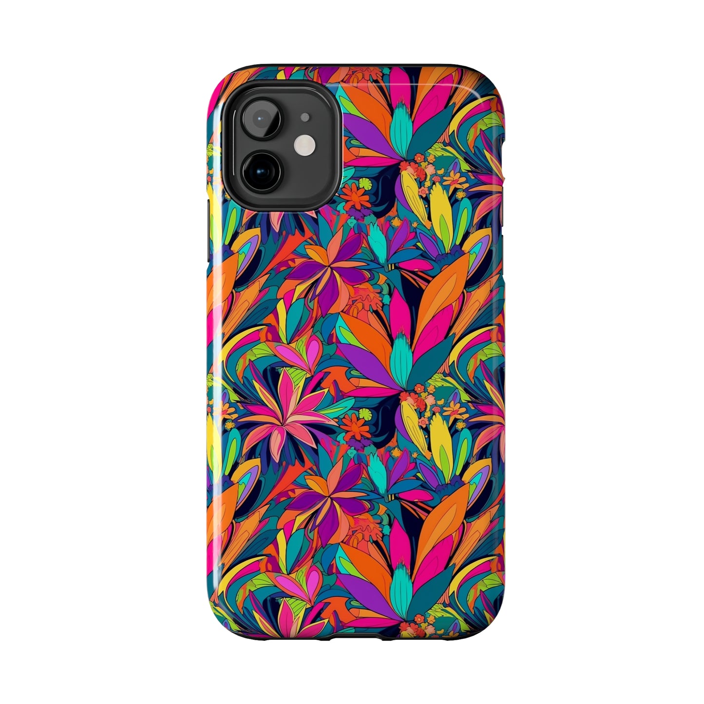 Tropical Neon Flowers Iphone Tough Phone Case