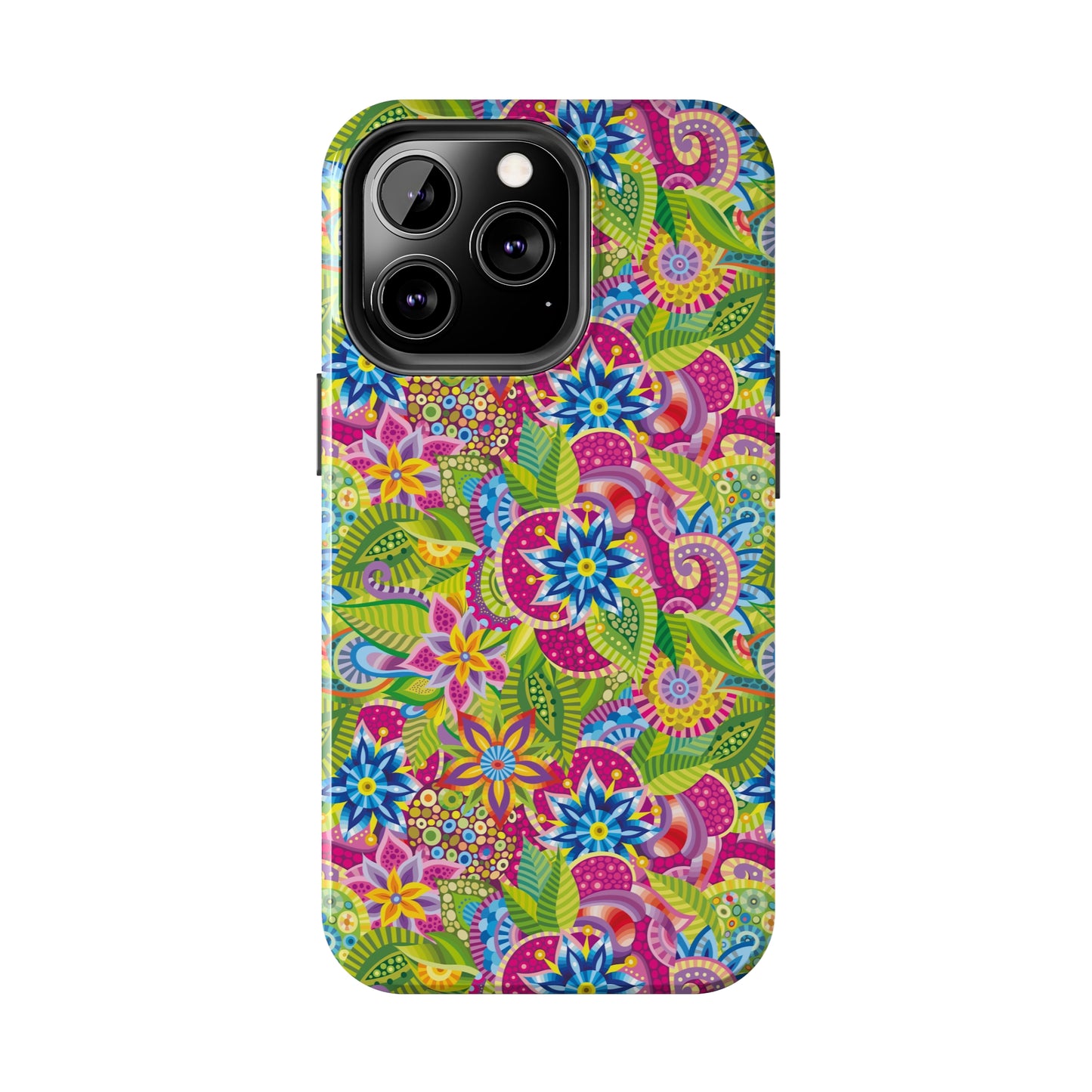 Vibrant Array of Abstract Flowers and Paisley in Rainbow Hues Iphone Tough Phone Case