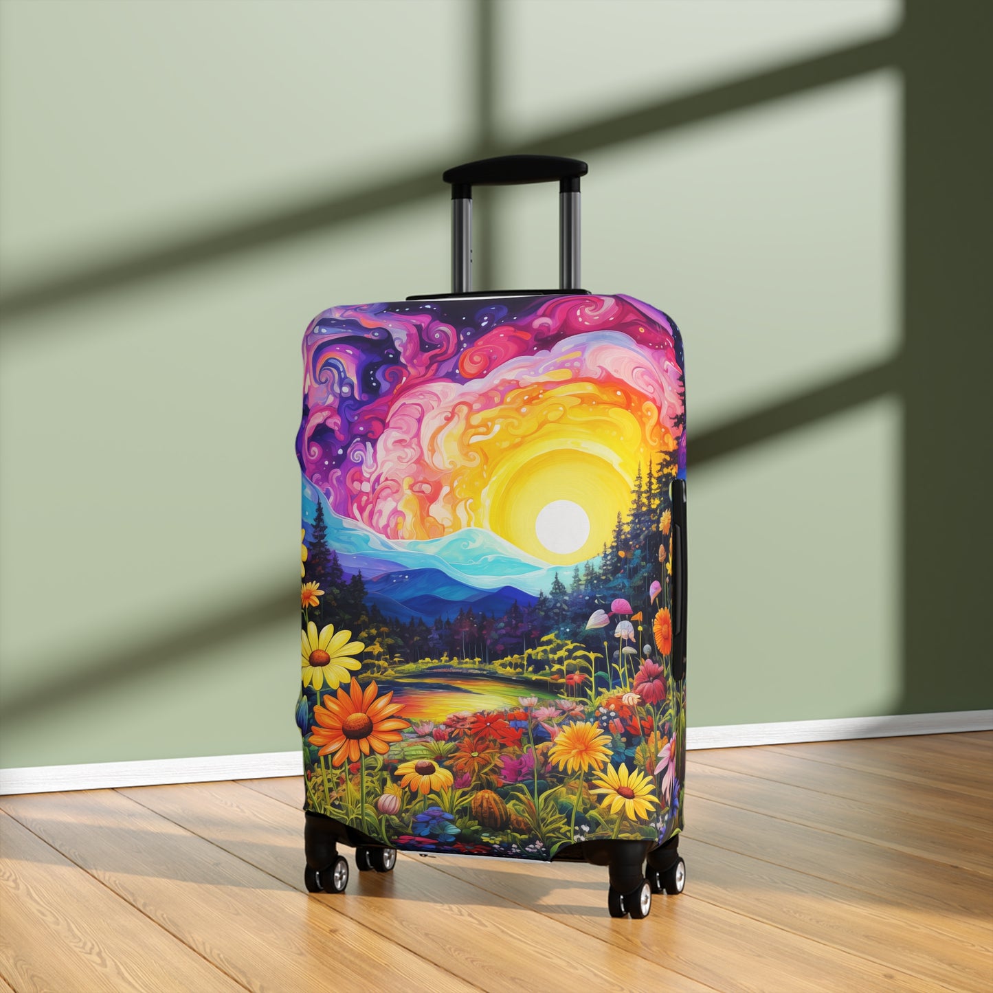 Enchanting Sunrise Over a Whimsical Field of Wildflowers  - Luggage Protector and Cover 3 Sizes