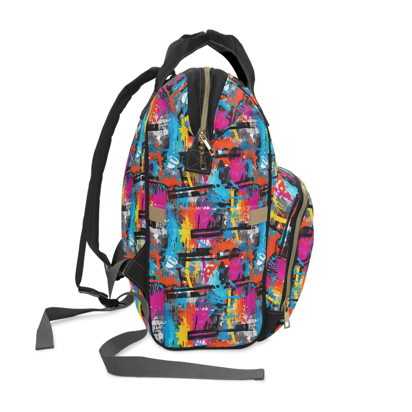 Vibrant Vandalism: Rainbow Graffiti Artistry Multifunctional Diaper Backpack