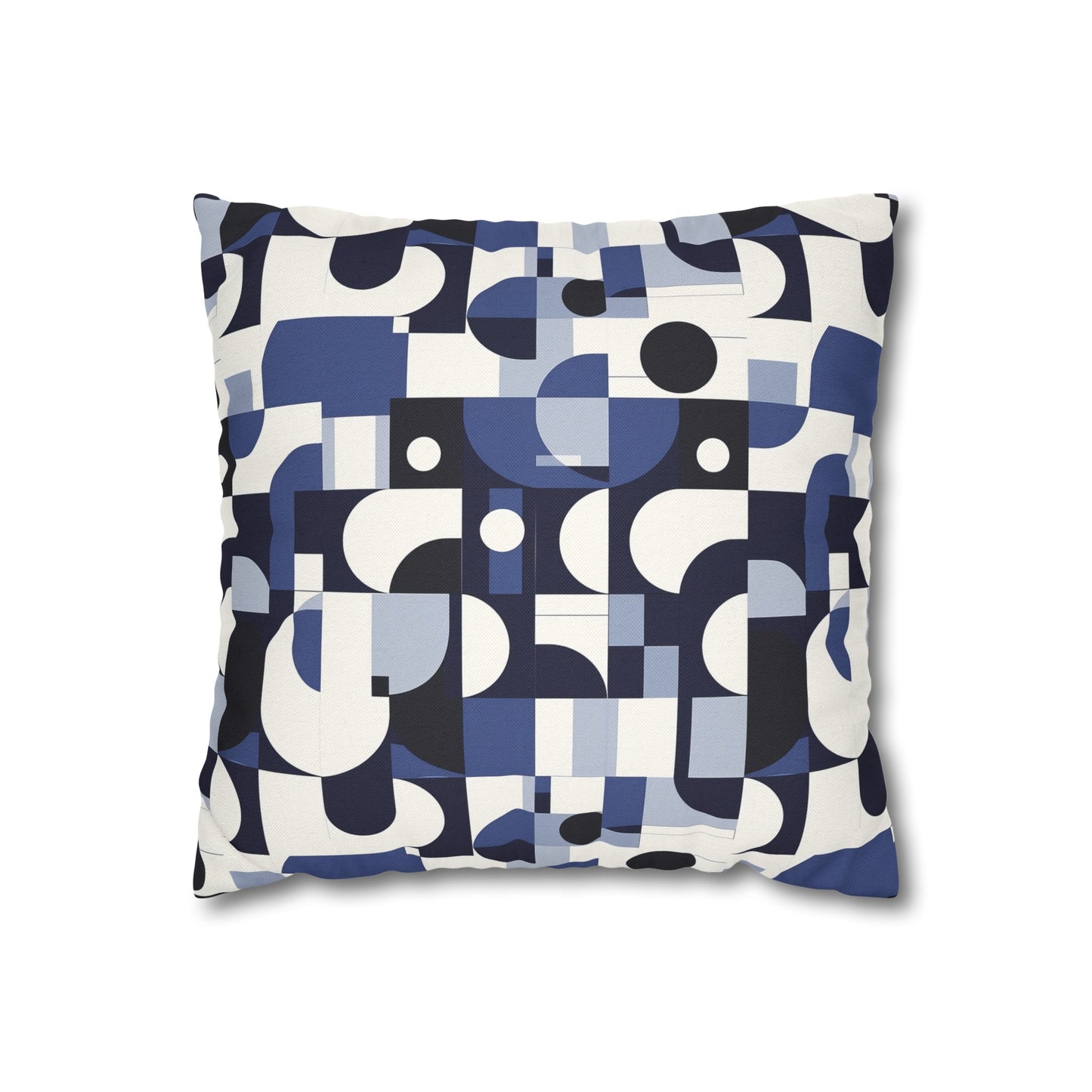 Navy Blue and White Mid-Century Modern Design Spun Polyester Square Pillowcase 4 Sizes