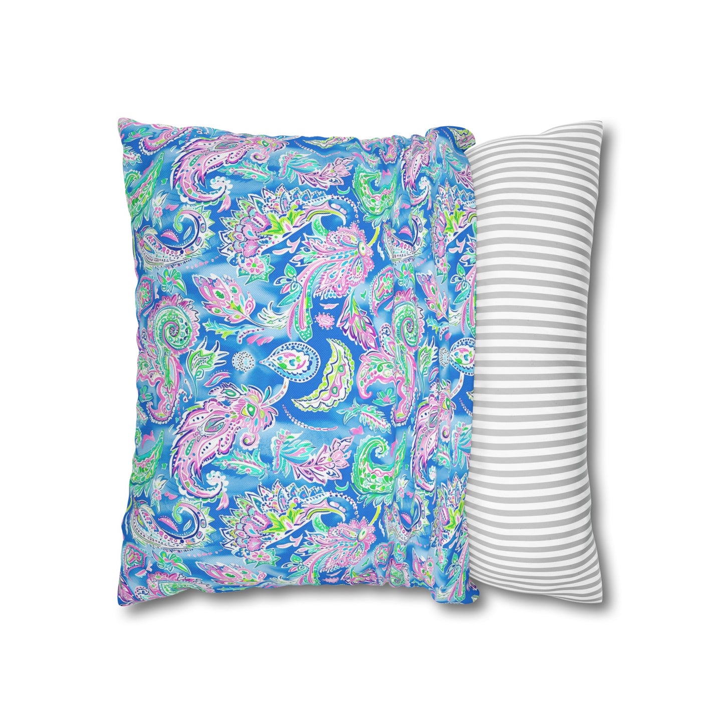 Pastel Paisley Whimsy: Delicate Design in Soft Hues Spun Polyester Square Pillowcase 4 Sizes