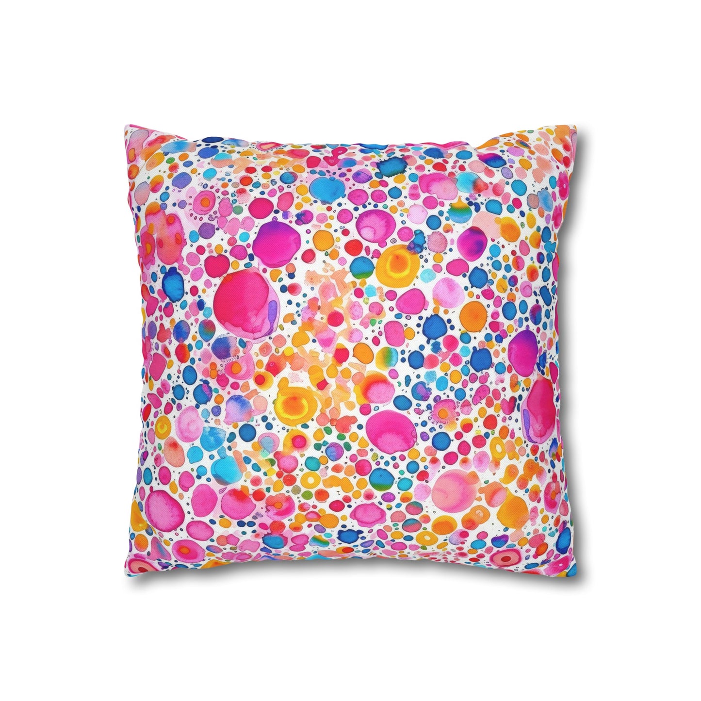 Prismatic Splatter: Rainbow Watercolor Explosion Spun Polyester Square Pillowcase 4 Sizes