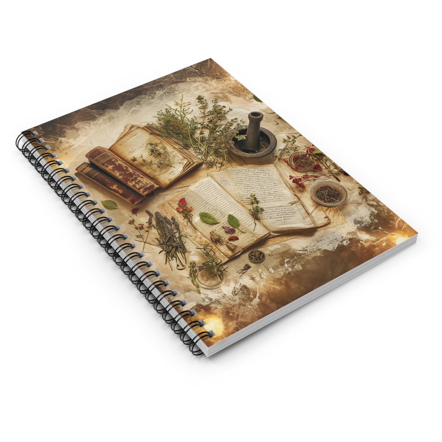 Botanical and Herbal Stone Muddler and Recipe Books - Spiral Notebook Ruled Line 6"x8"