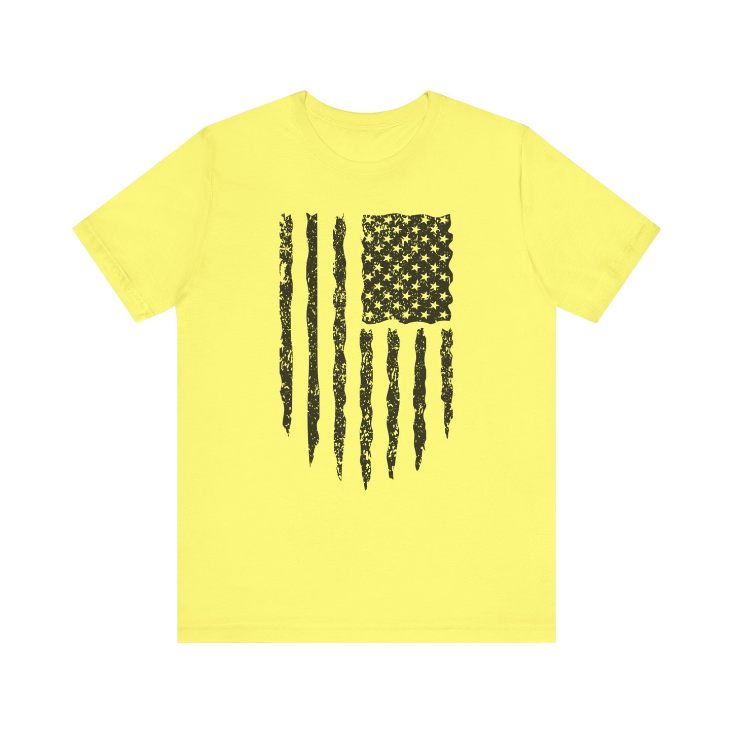 Distressed American Flag in Black - Short Sleeve T-Shirt XS-5XL