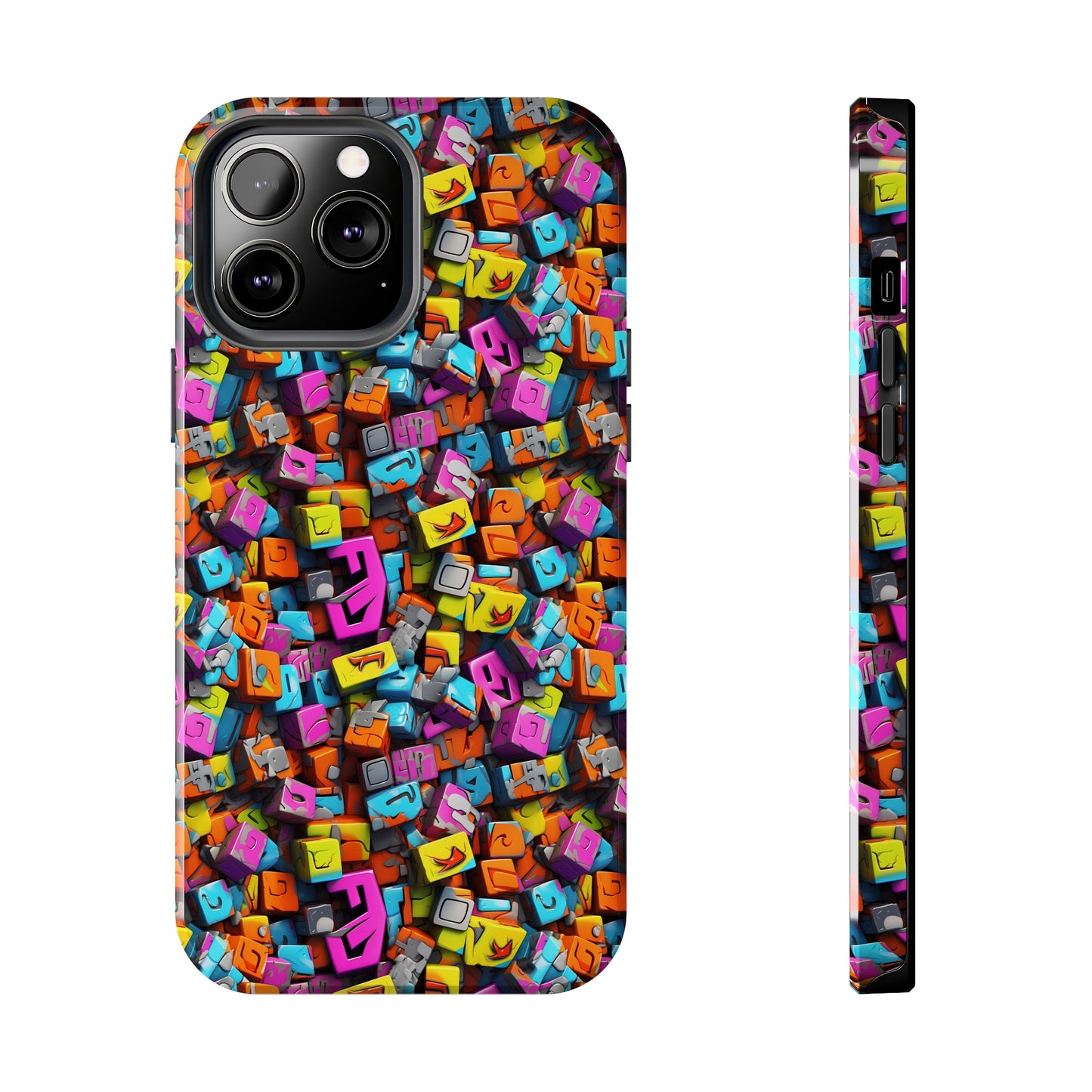 3D Abstract Colorful Block Design Iphone Tough Phone Case