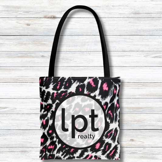 LPT Realty Logo with Fierce Femininity Pink and Black Leopard Print - Canvas Tote 3 Sizes