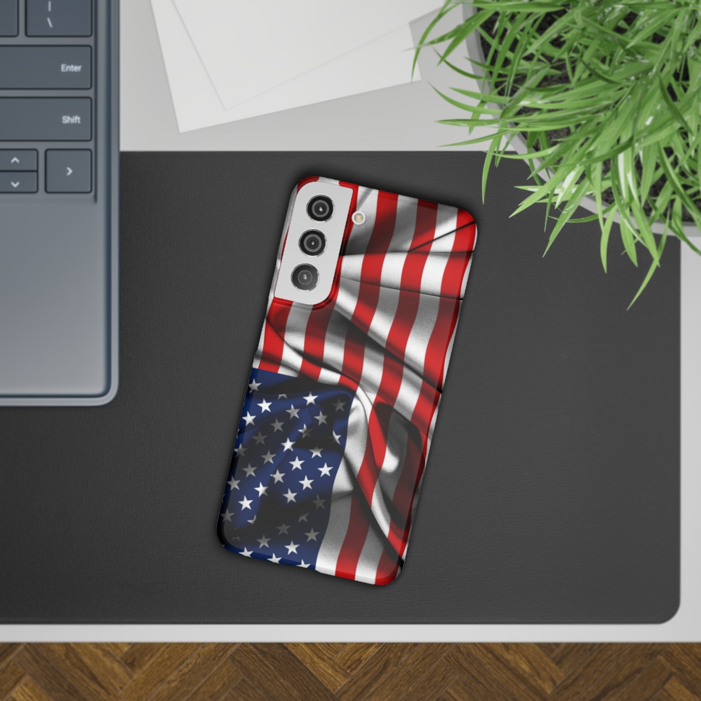 Proudly Unfurling: The American Flag Waves in Patriotic Splendor Samsung Slim Cases