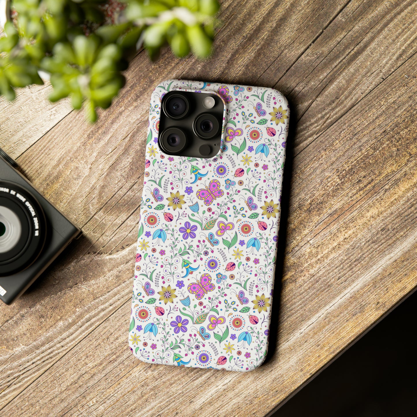 Butterflies and Flowers Iphone 15-12 Slim Phone Case