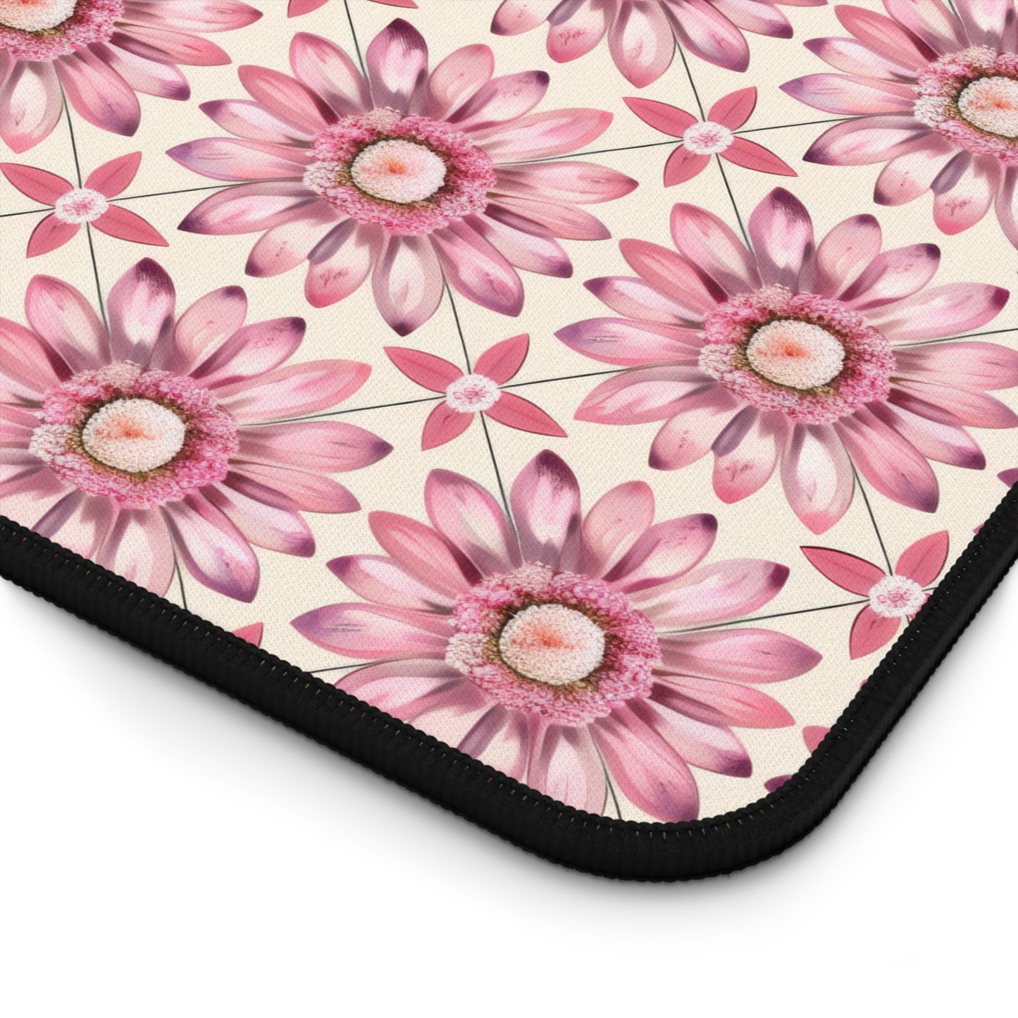 Radiant Pink Daisy Floral Pattern Extended Gaming Mouse Pad  Desk Mat  - 3 Sizes