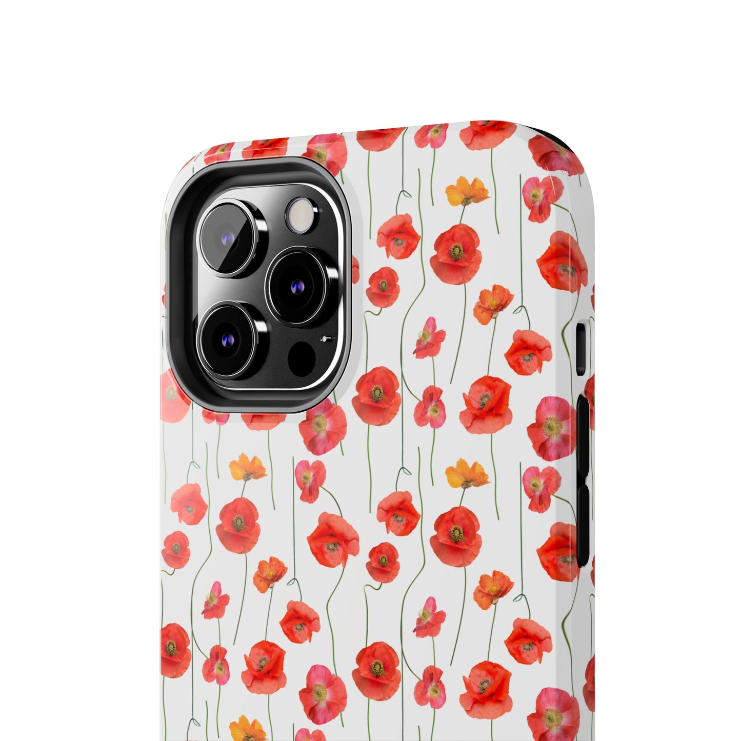 Vivid Elegance: Bright Red Poppies on a White Background Iphone Tough Phone Case