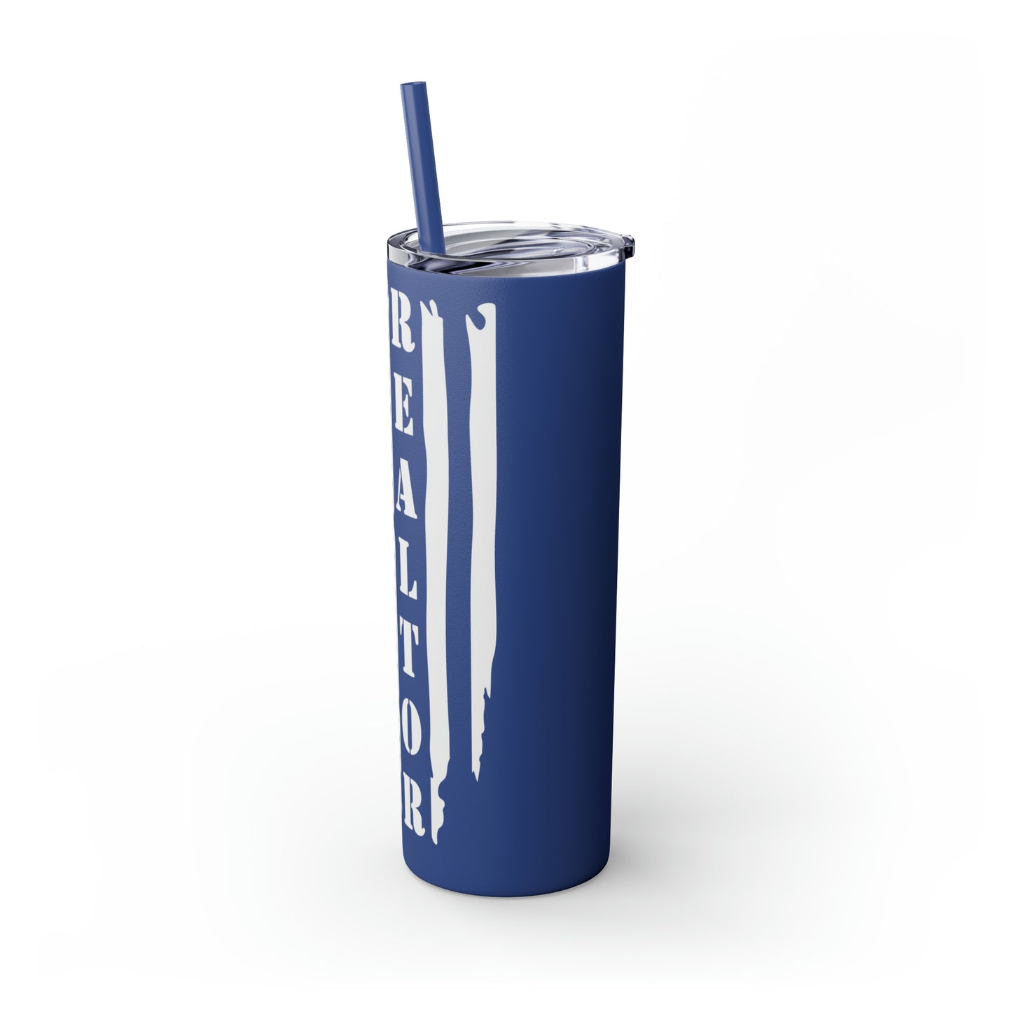 American Flag with Realtor - White 20oz Skinny Tumbler with Straw