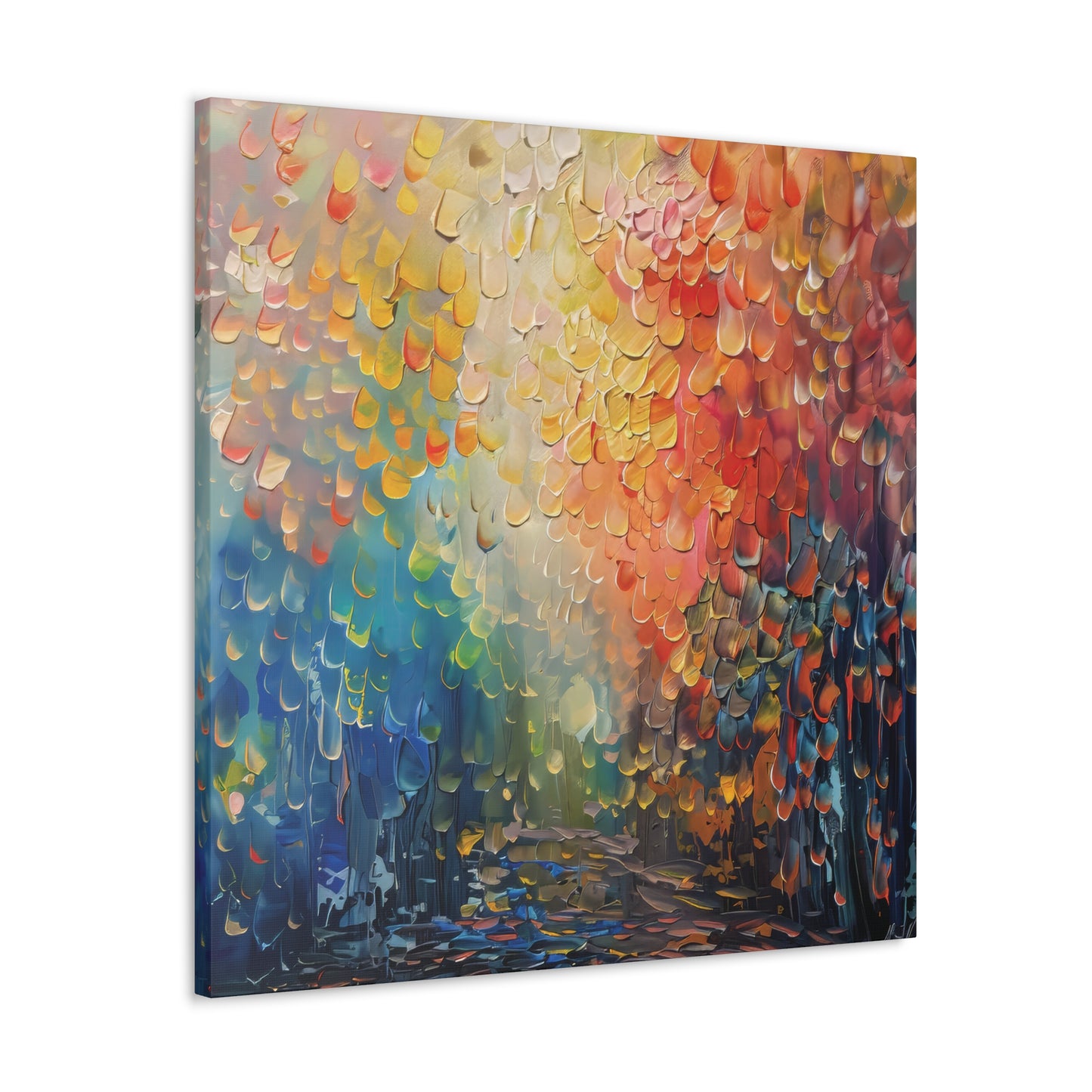 Vibrant Abstract Sun Setting Behind the Trees Print on Canvas Gallery Wraps  - 5 Sizes