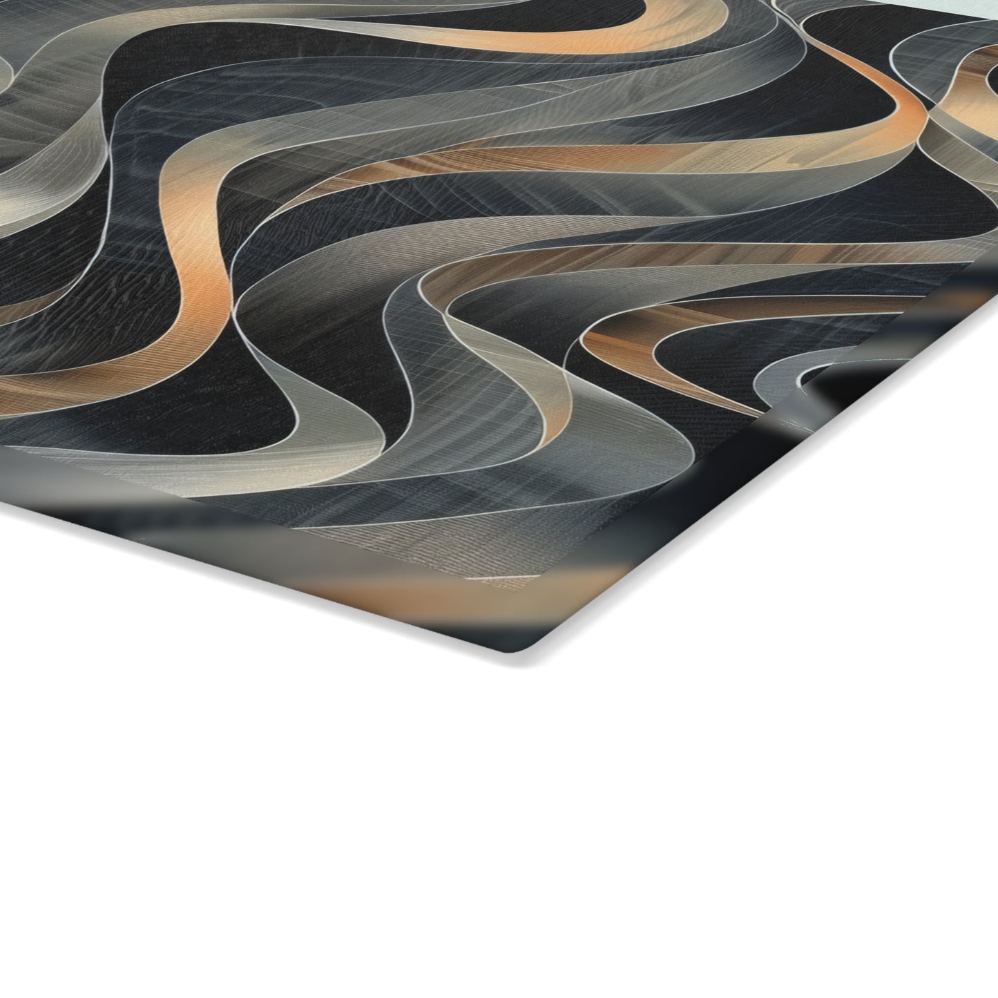 Artistic Fusion of Wavy Lines in a Palette of Silver, Gold, and Dark Hues Cutting Board 2 Sizes