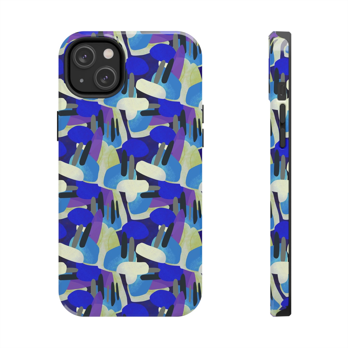 Blue, Purple and Green Abstract Design Iphone Tough Phone Case