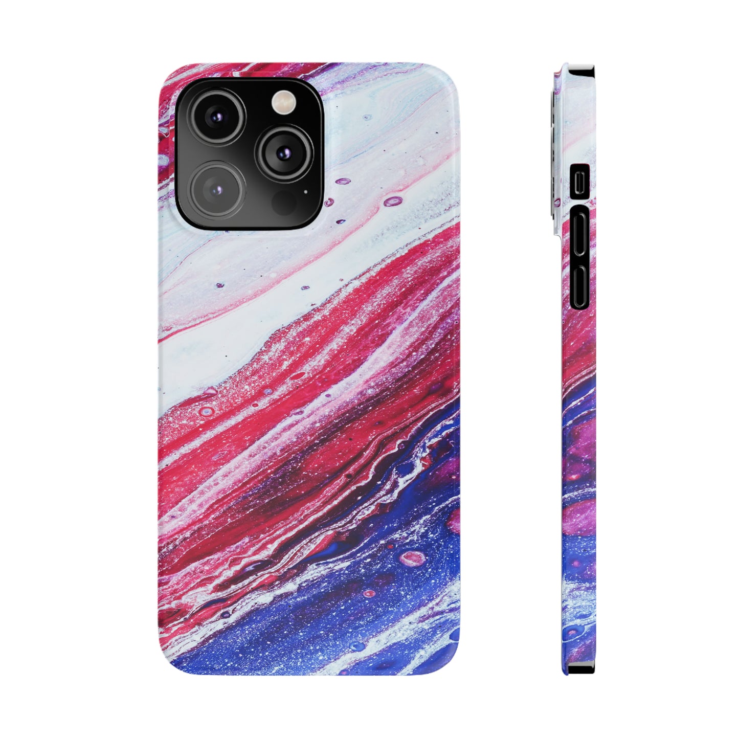 Red White and Blue Alcohol Ink Design Iphone 15-12 Slim Phone Case