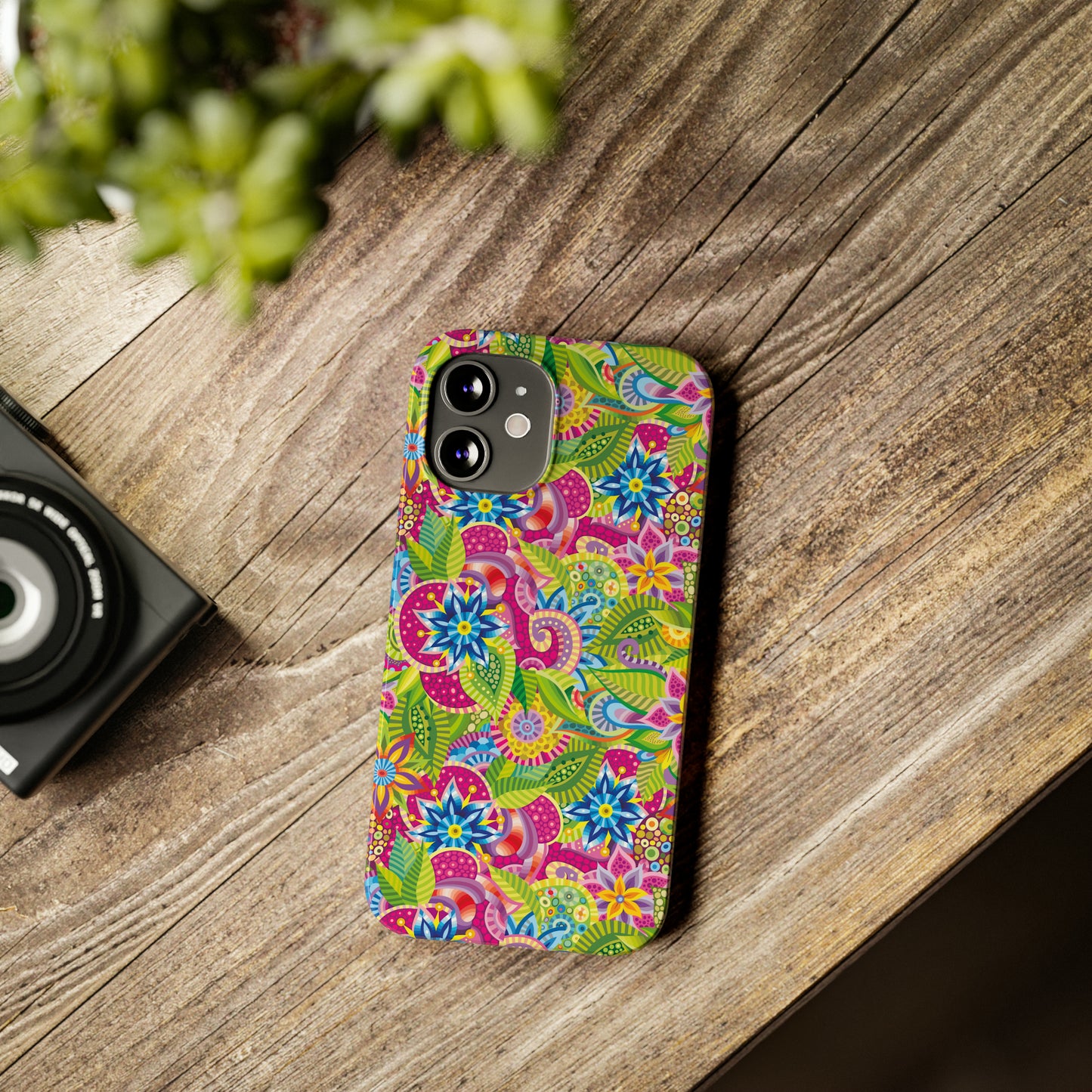 Vibrant Array of Abstract Flowers and Paisley in Rainbow Hues Iphone 15-12 Slim Phone Case