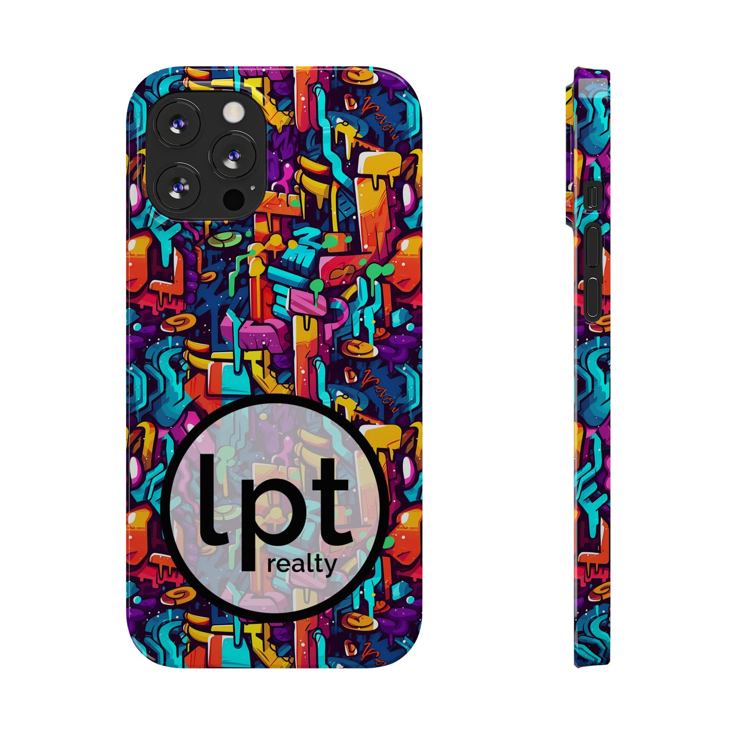 LPT Realty Logo -  3D Abstract Colorful Street Graffiti Art Design Iphone 15-12 Slim Phone Case