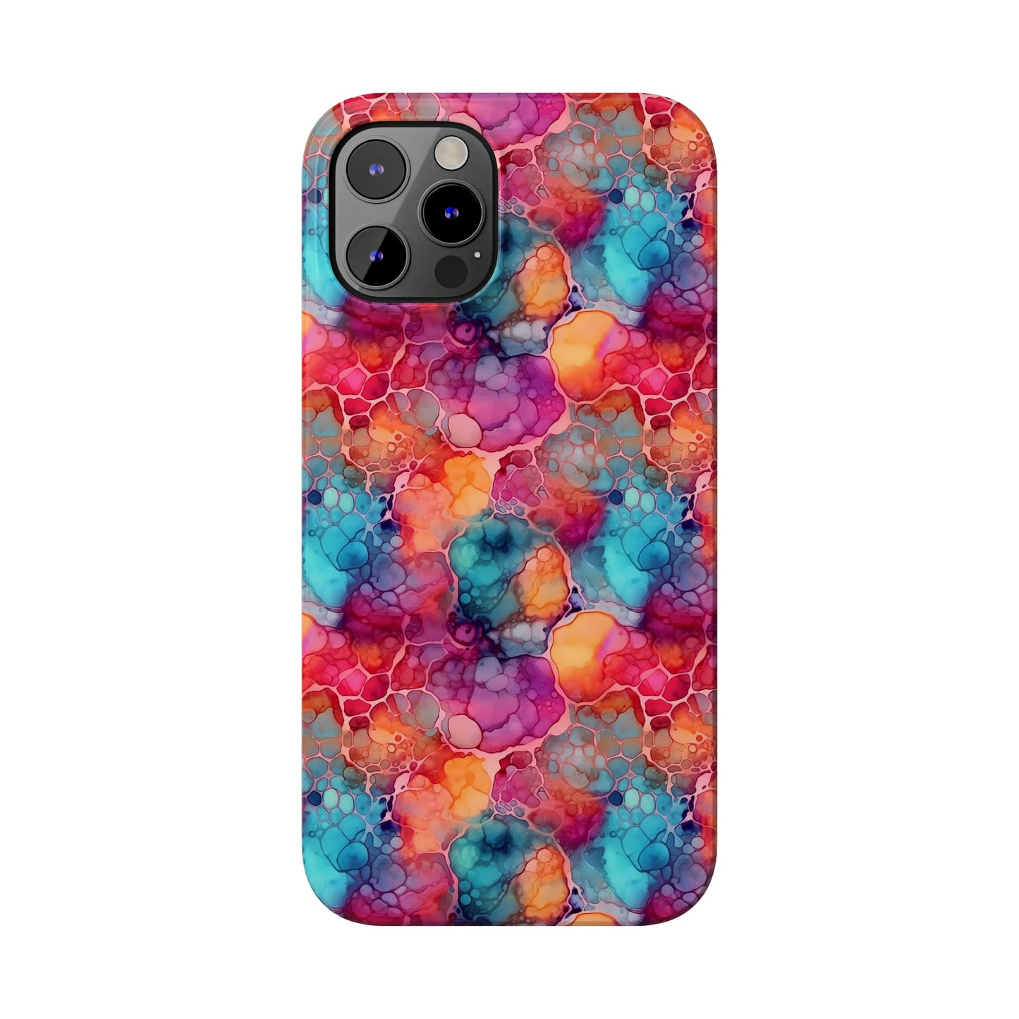 Rainbow Alcohol Ink Design Iphone 15-12 Slim Phone Case