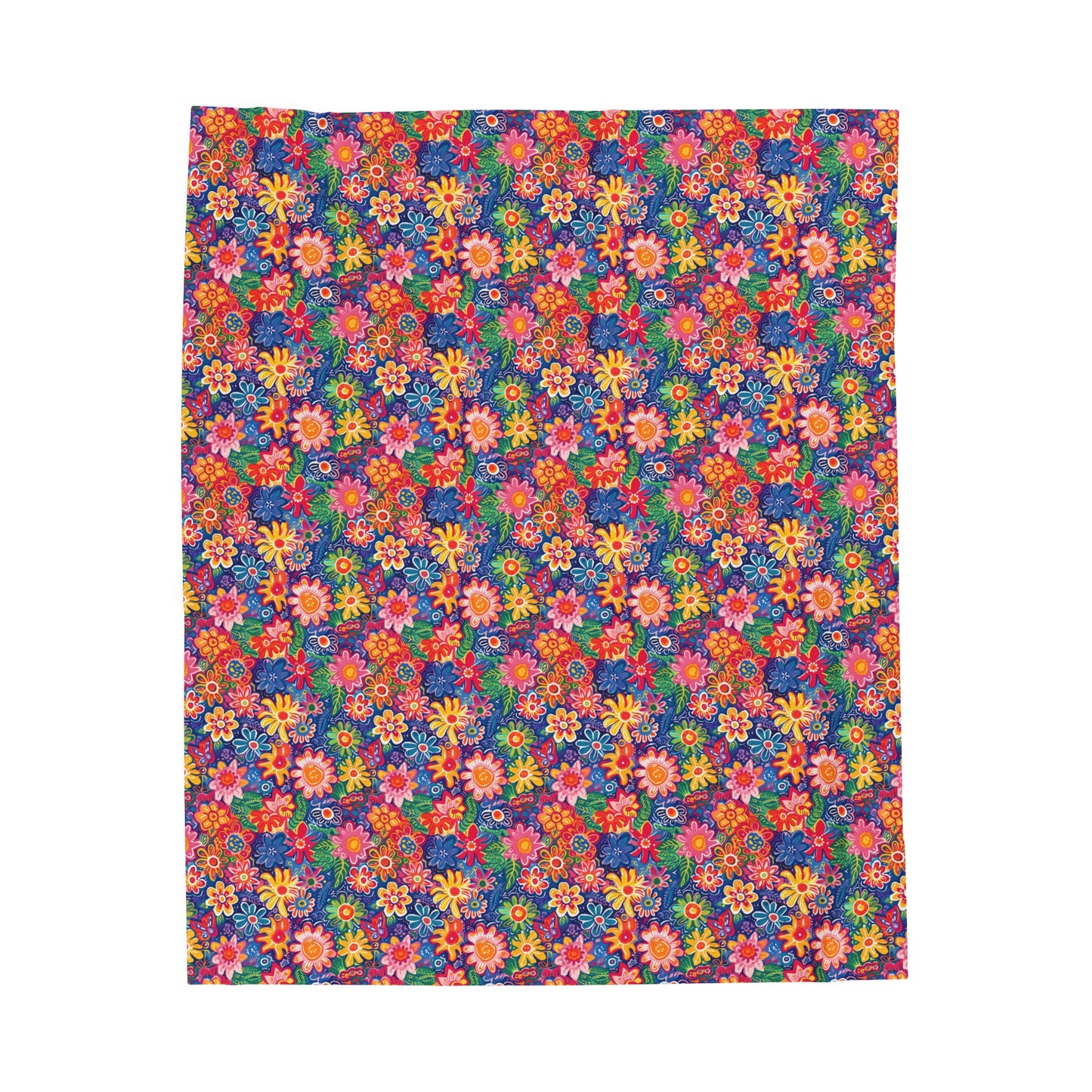 Fluttering Kaleidoscope: Vibrant Multicolor Flowers and Butterflies in Flight Velveteen Plush Blanket 3 Sizes