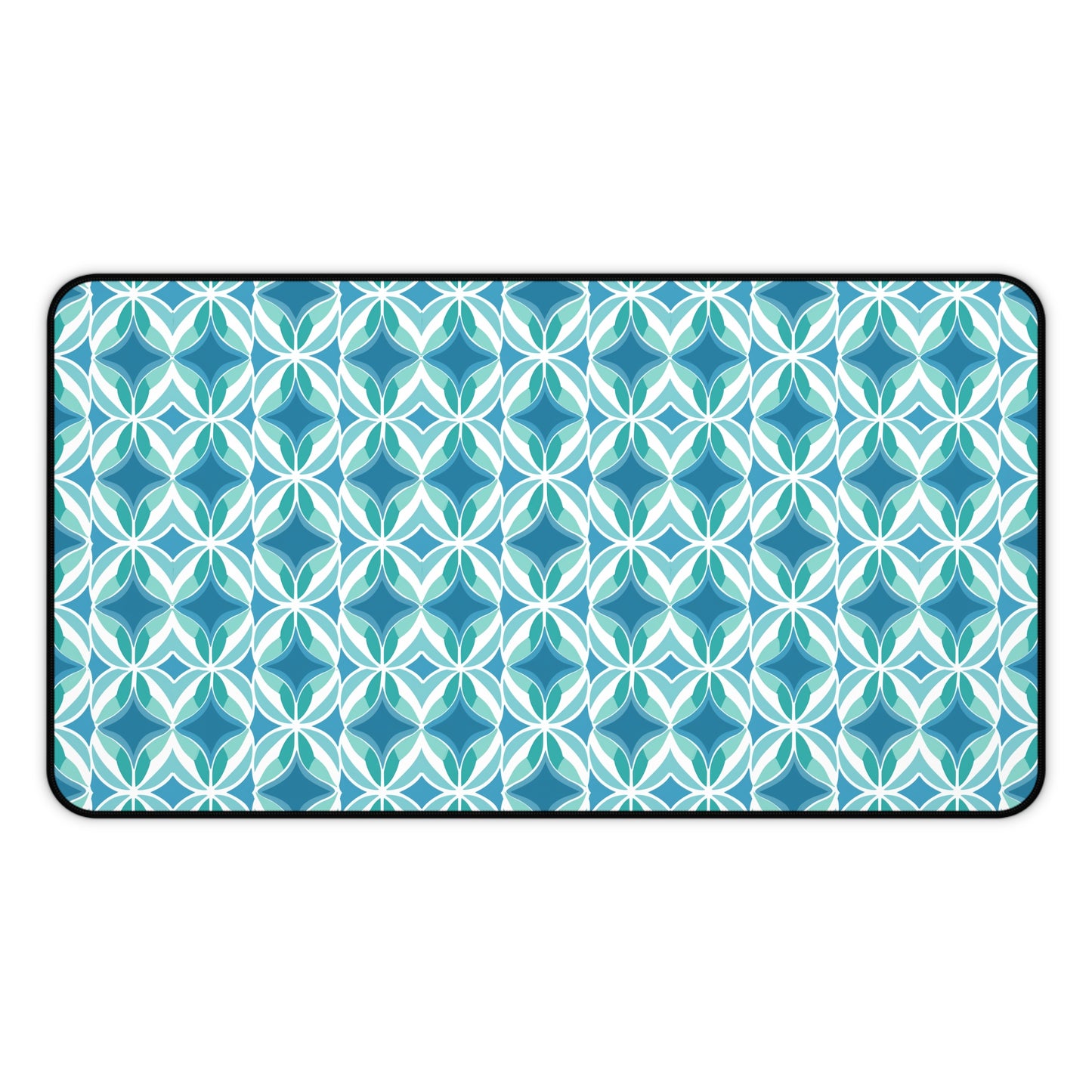 Retro Abstract Blue, Teal, and Aqua Pattern Extended Gaming Mouse Pad  Desk Mat  - 3 Sizes