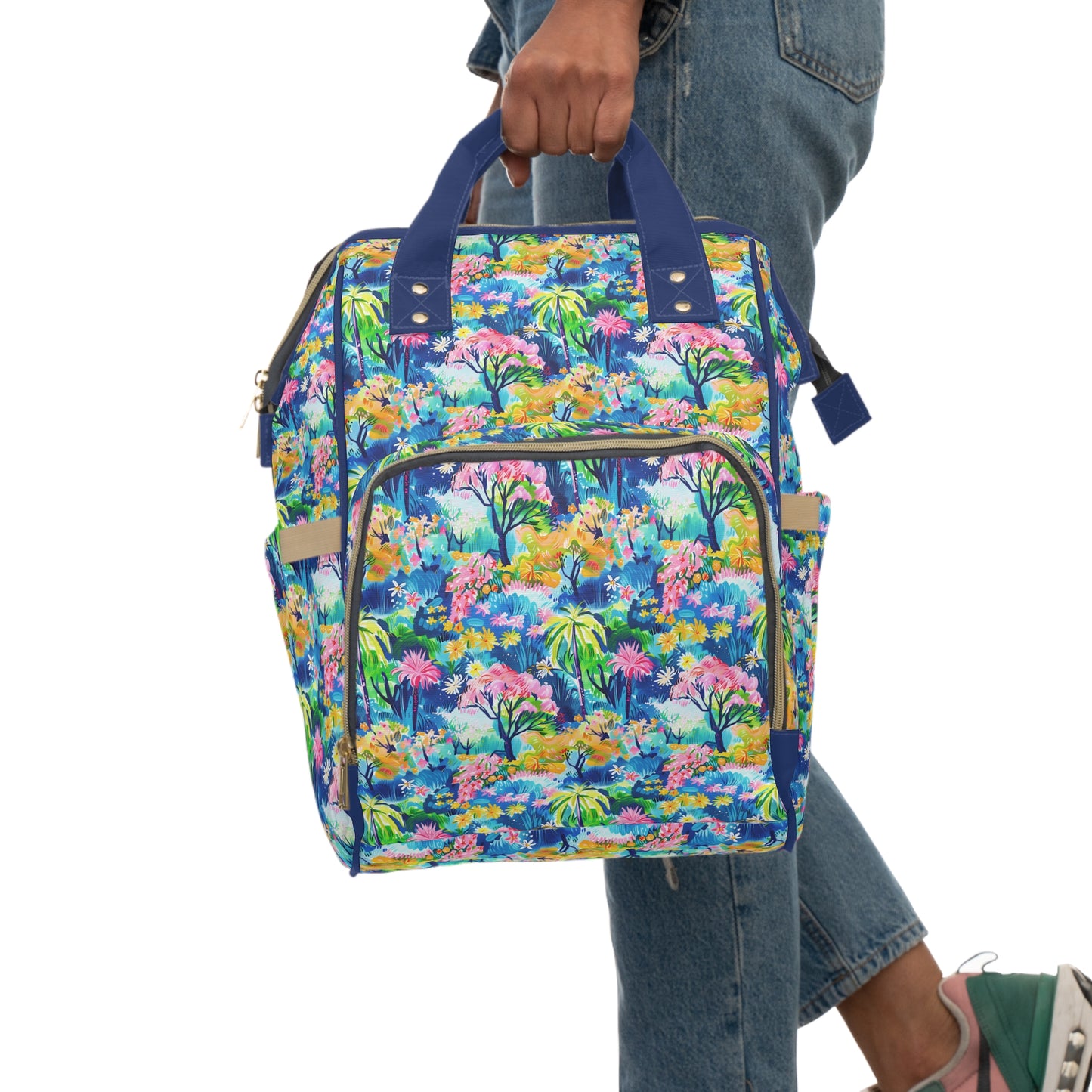 Kaleidoscope Canopy: Tropical Palm Symphony Multifunctional Diaper Backpack