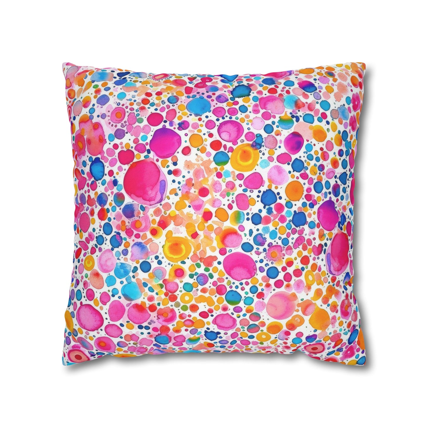 Prismatic Splatter: Rainbow Watercolor Explosion Spun Polyester Square Pillowcase 4 Sizes