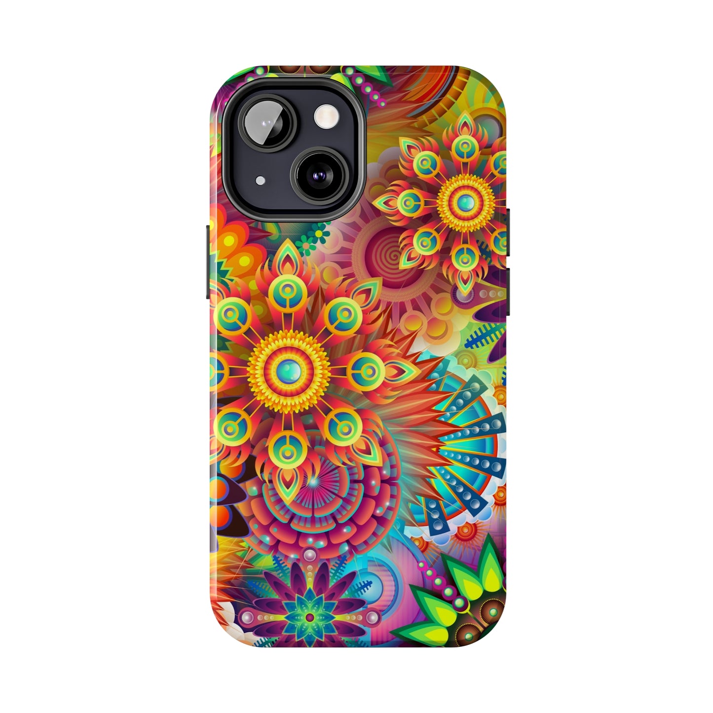 Rainbow Flower Power Design Iphone Tough Phone Case