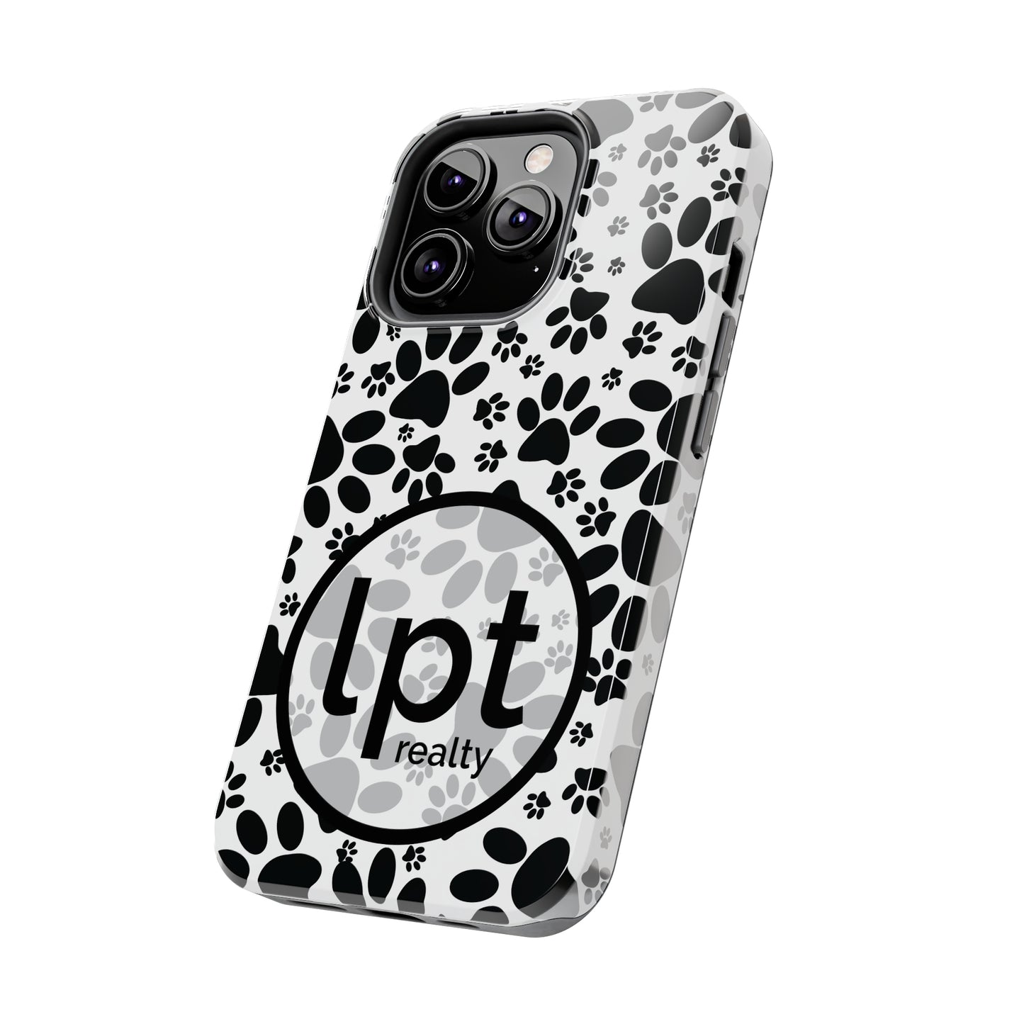 LPT Realty Logo -  Stealthy Tracks: Black Animal Paw Prints Iphone Tough Phone Case