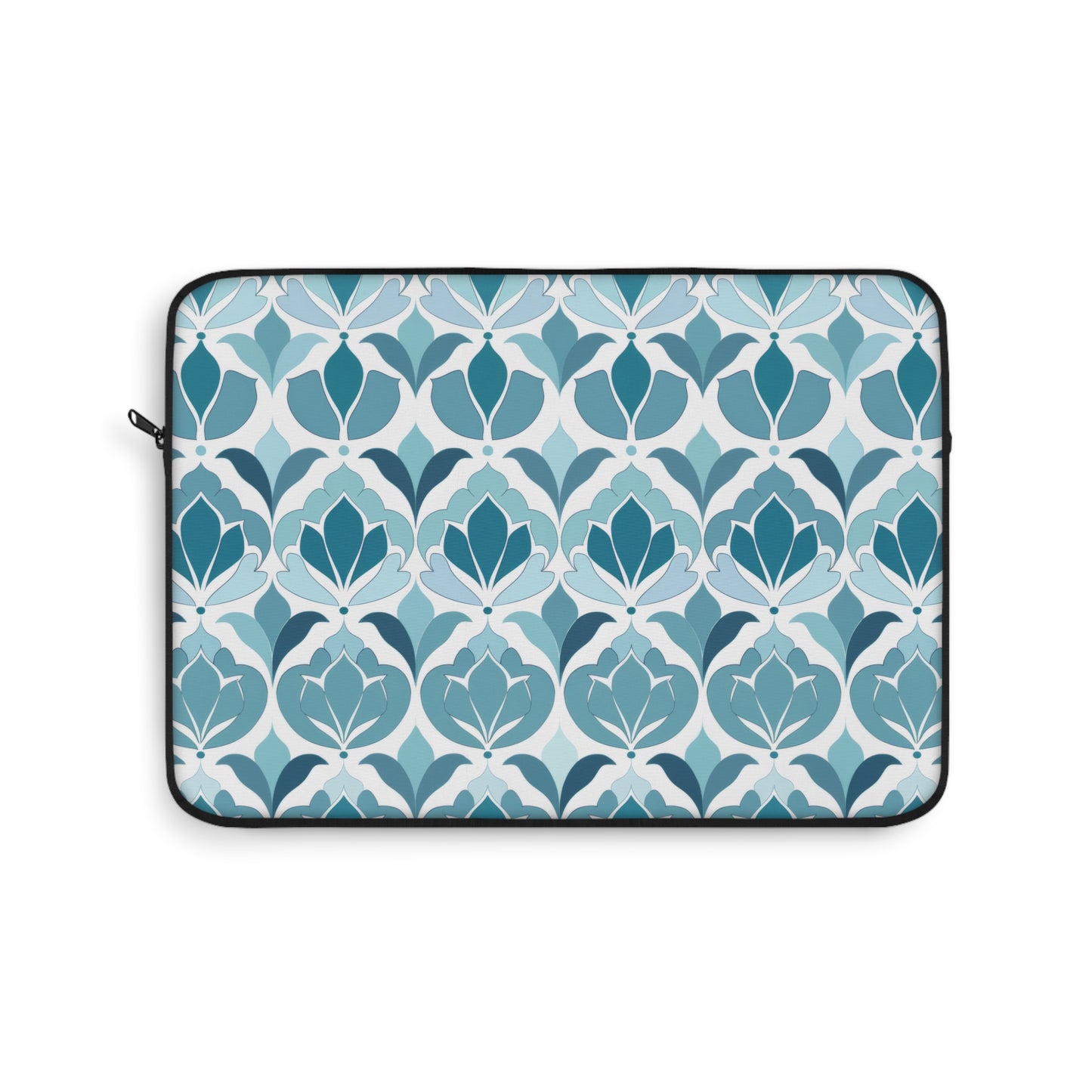 Serene Floral Pattern in Shades of Aqua and Teal, Forming Graceful Botanical Motifs Laptop or Ipad Protective Sleeve 3 Sizes Available