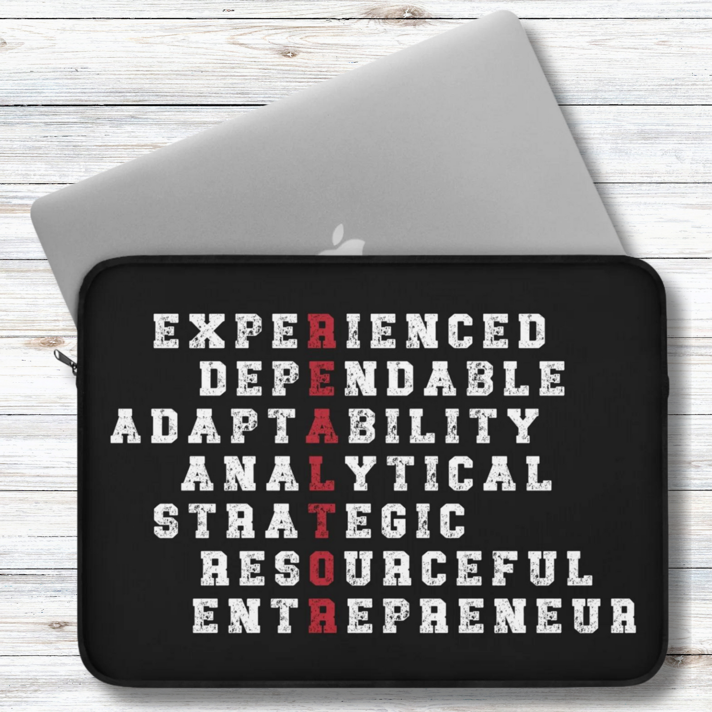 Realtor in Red, Experienced Dependable Adaptability Analytical Strategic Resourceful Entrepreneur Laptop or Ipad Protective Sleeve 3 Sizes