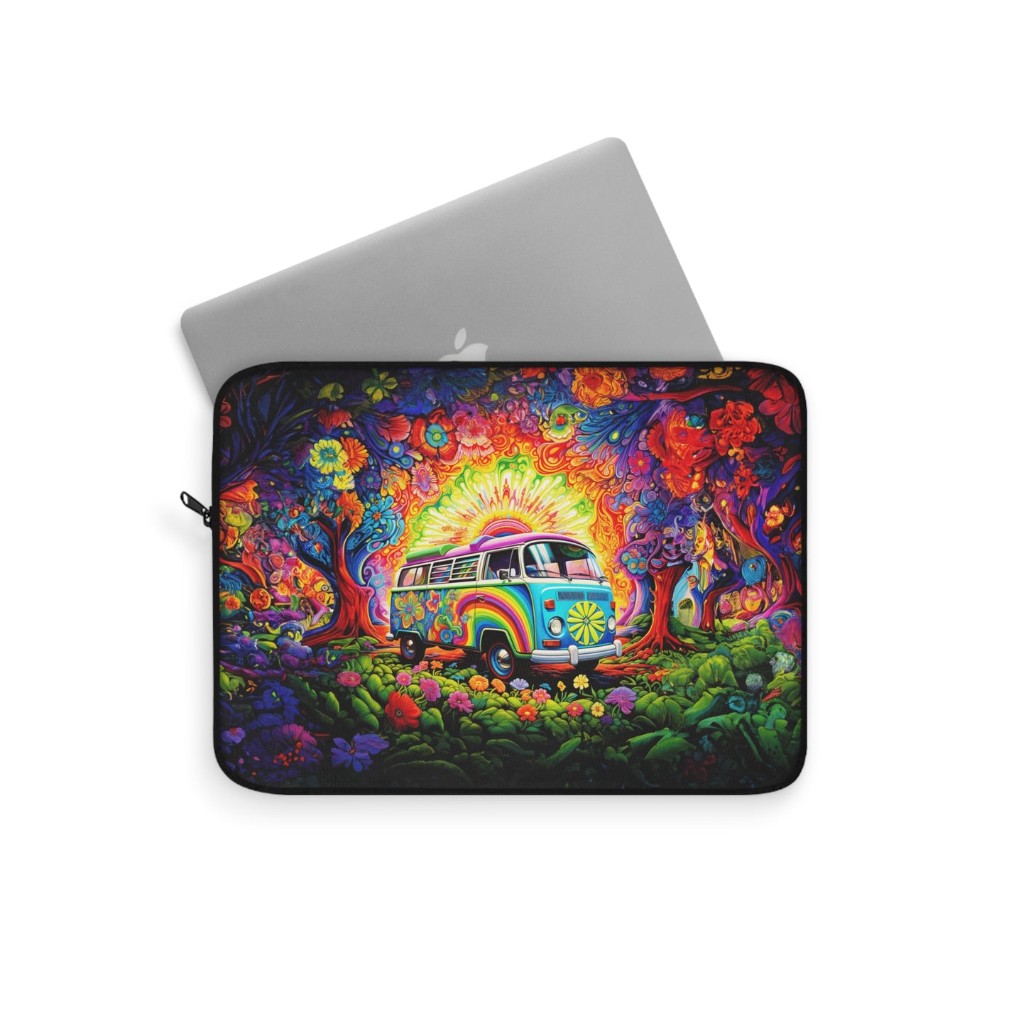 Whimsical VW Bus Spreading Rainbow Happiness Print Laptop or Ipad Protective Sleeve 3 Sizes Available