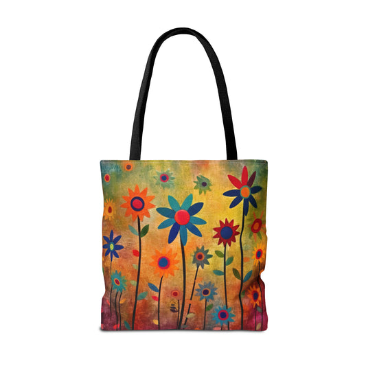 Earthy Elegance: Boho Flower Garden Canvas Tote Bag - 3 Sizes